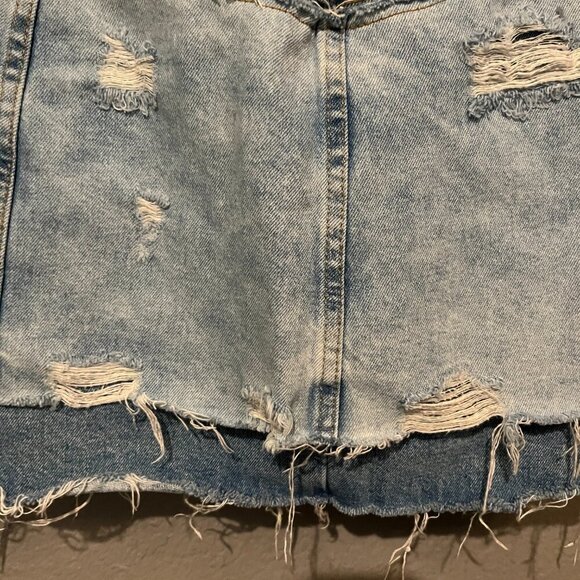 ZARA TRF IX’D MAKERS Blogger Fave Denim Distressed Double Layer Mini Skirt  - M - Picture 13 of 13
